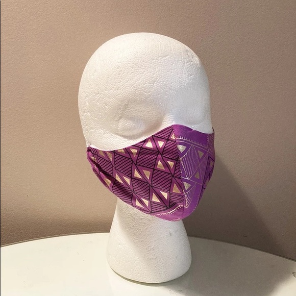 Purple Ankara Geometric Face Mask - Picture 4 of 4